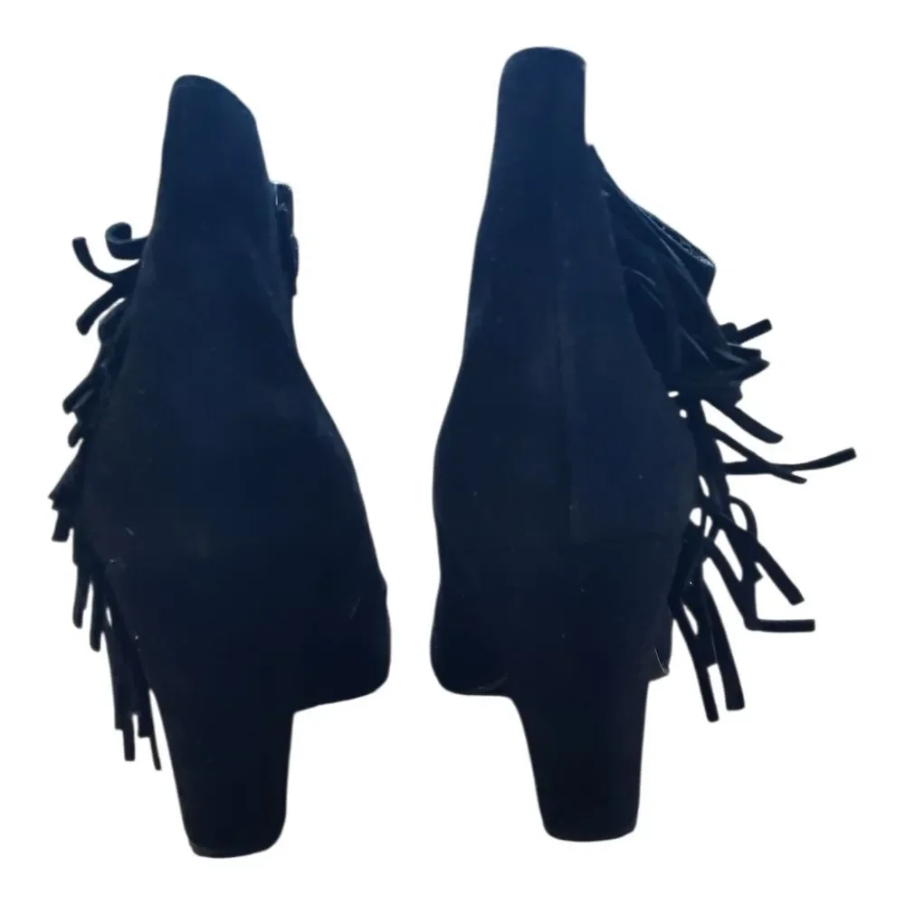 MIA Suede Black Fringe Ankle Boots